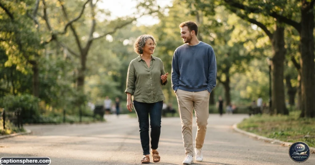 Parent and son sharing a warm candid moment outdoors