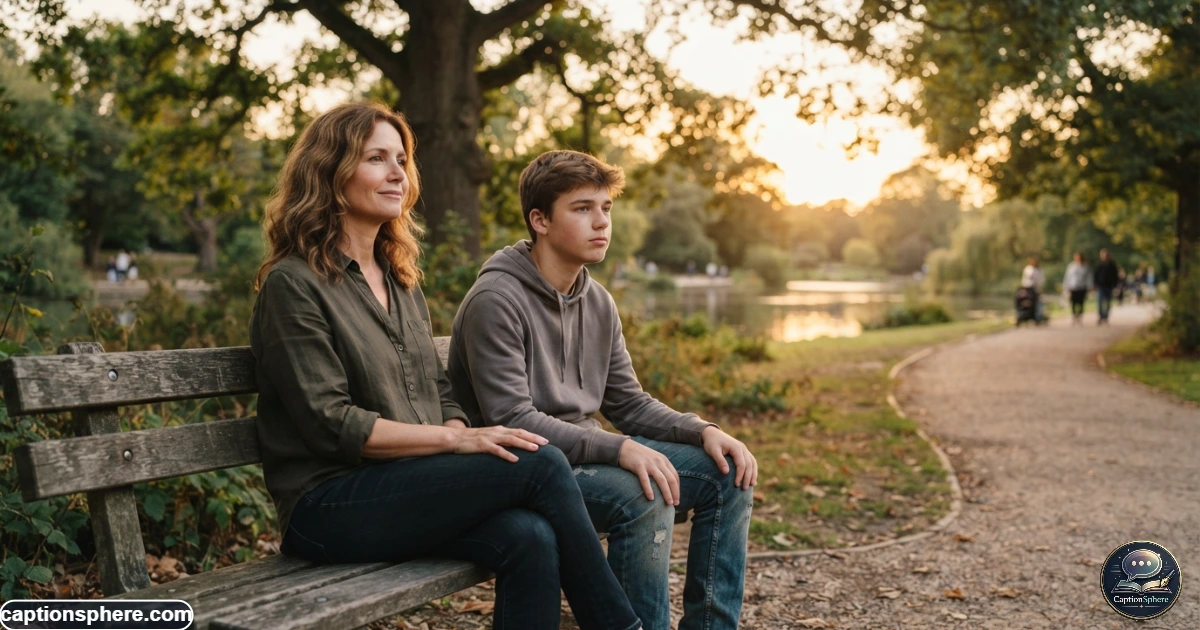Parent watching son during a quiet emotional outdoor moment