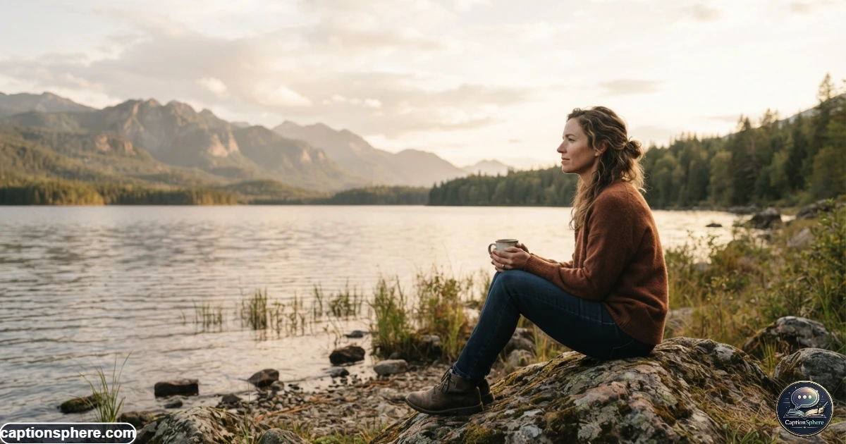 Person sitting peacefully in nature and reflecting during a quiet afternoon