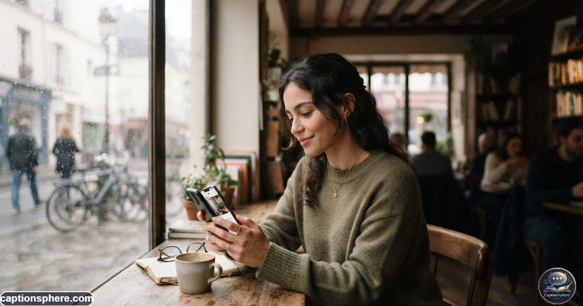 Young adult subtly preparing an Instagram post about someone they secretly like