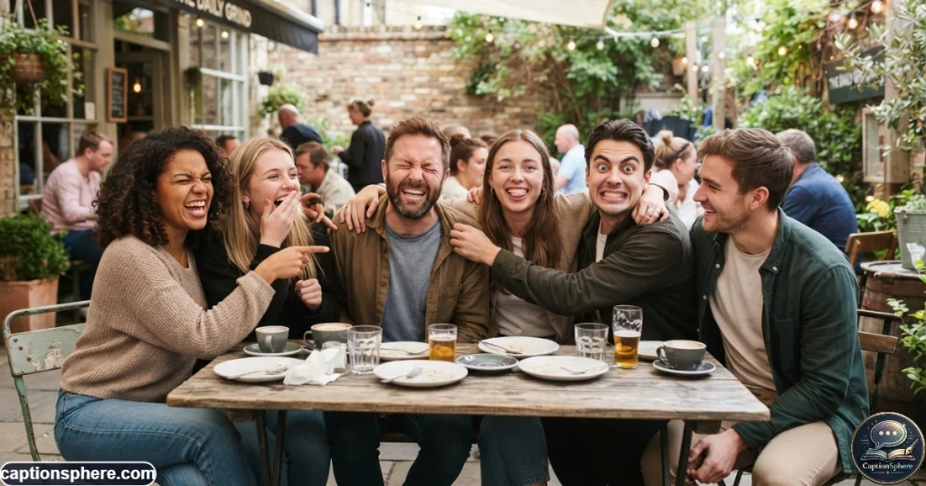 Group of friends making playful expressions during a casual photo together