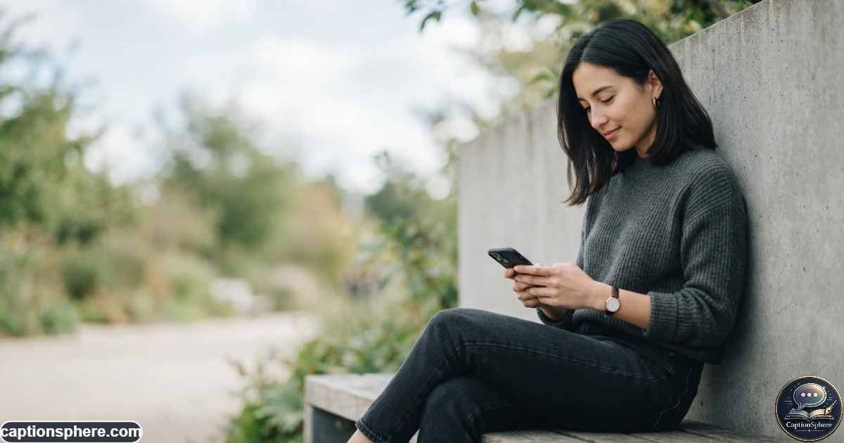Minimal portrait of a person holding a smartphone during a quiet outdoor moment