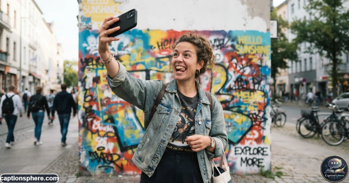 Person taking an unconventional selfie with a playful spontaneous expression