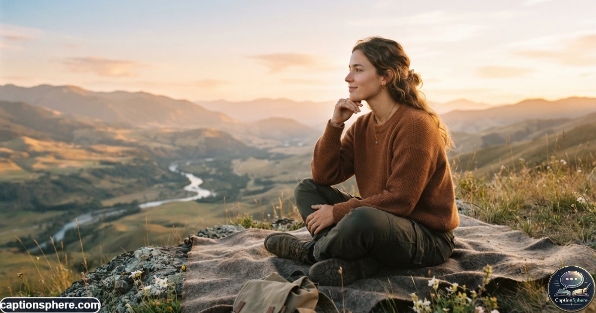 Image Prompt: Create a realistic 16:9 editorial lifestyle photograph of a young adult sitting quietly outdoors during golden hour, looking thoughtfully toward a distant landscape. The mood should feel reflective, peaceful, and authentic rather than sad. Natural clothing, realistic anatomy, subtle expression, cinematic depth, warm natural light, uncluttered composition, and generous clean negative space at the top-middle for a heading. No logo, watermark, subtitle, or promotional text.