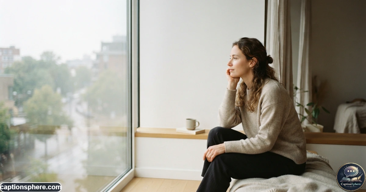 Person sitting quietly beside a window during a peaceful reflective morning