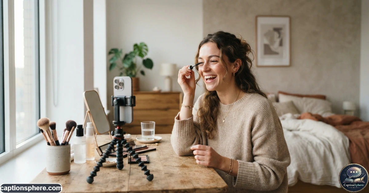 Creator filming a casual mini vlog with a smartphone and tripod