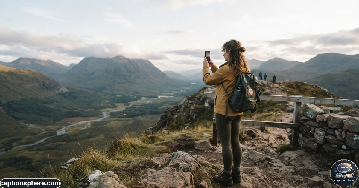 Traveler photographing a scenic destination during a spontaneous outdoor adventure