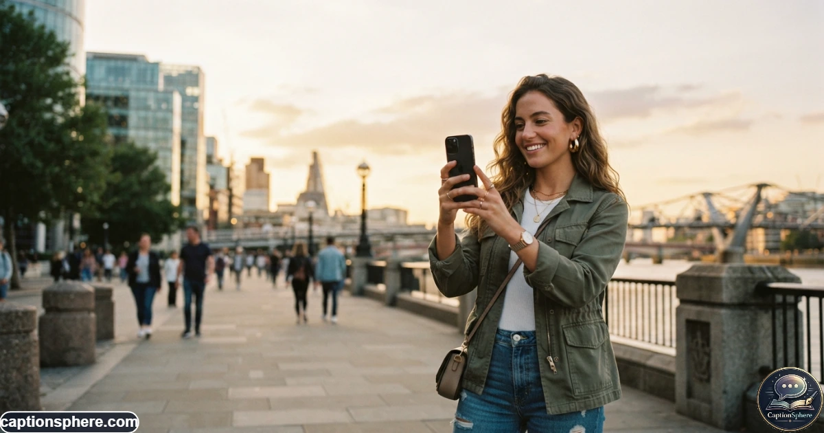 Stylish person taking an Instagram photo in a modern urban setting