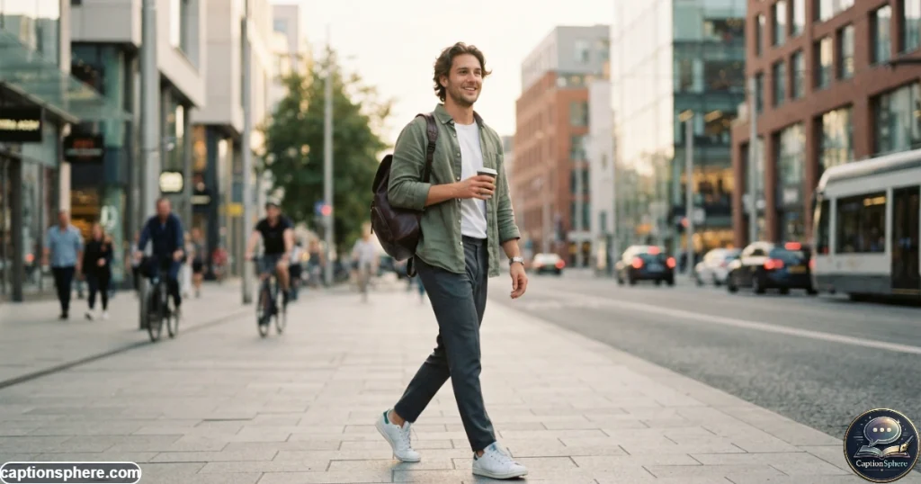 Relaxed young man posing on an urban street with a cool casual style