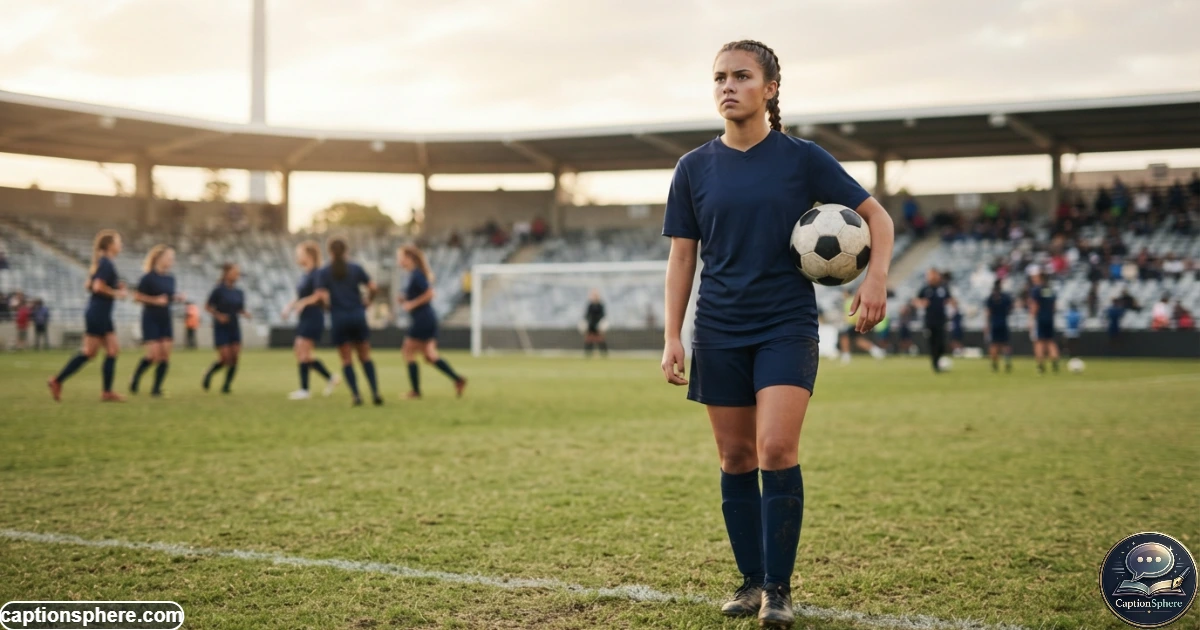 Focused athlete standing on a sports field before a competitive game
