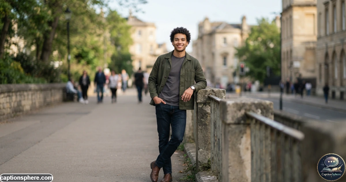 Confident young man posing casually outdoors for a social media portrait