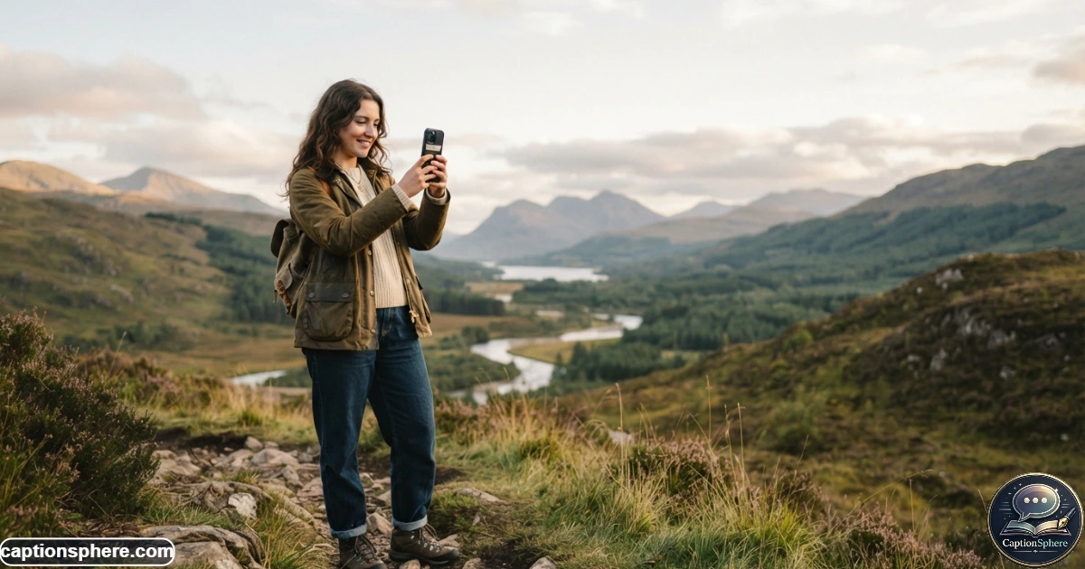 Stylish young woman photographing a scenic lifestyle moment for Instagram