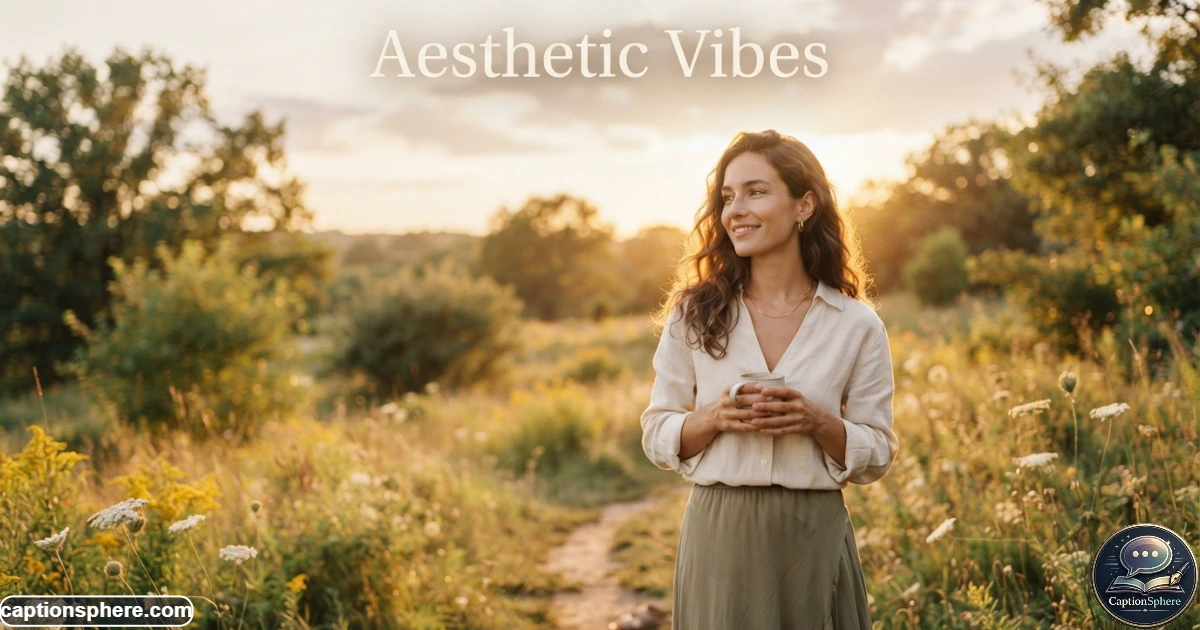 Woman enjoying golden hour outdoors with warm sunlight and a peaceful expression