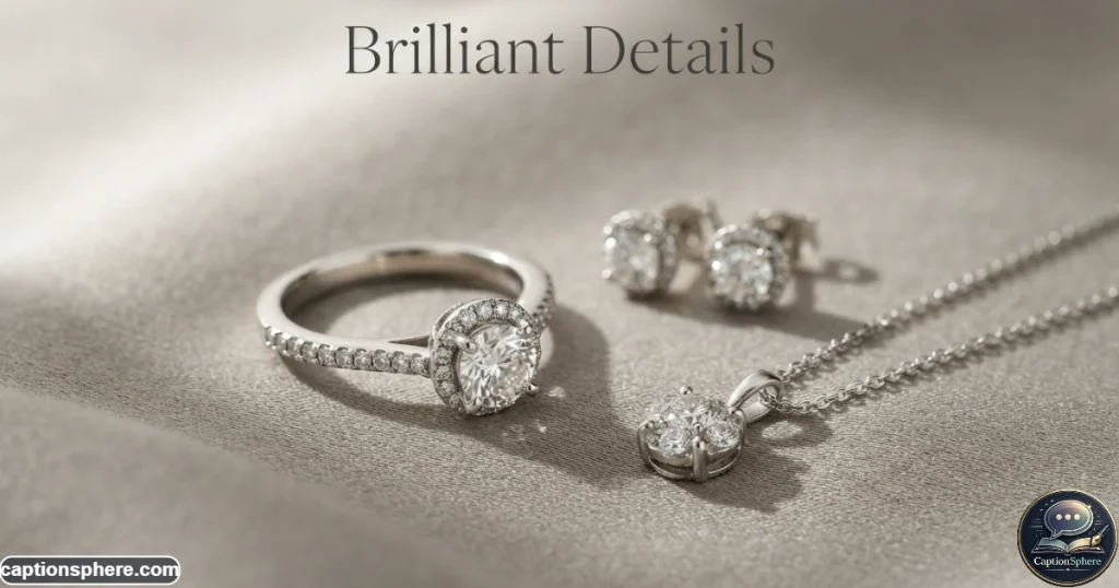 Close-up diamond jewelry reflecting light in an elegant editorial setting
