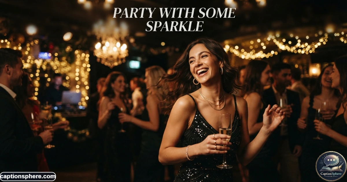 Fashionable party outfit with glittering accessories under evening lights