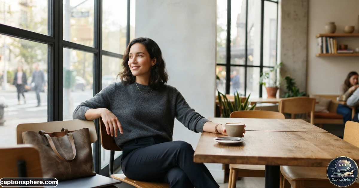 Confident woman enjoying a peaceful moment away from her busy workspace