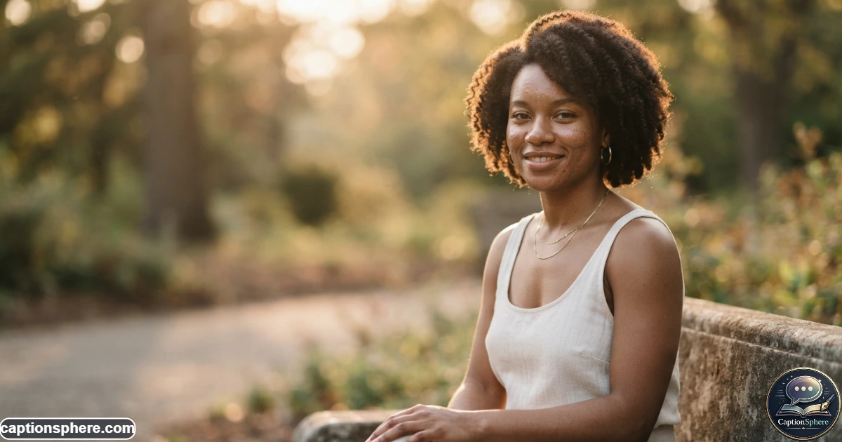 Brown-skinned woman smiling during golden hour for an Instagram portrait