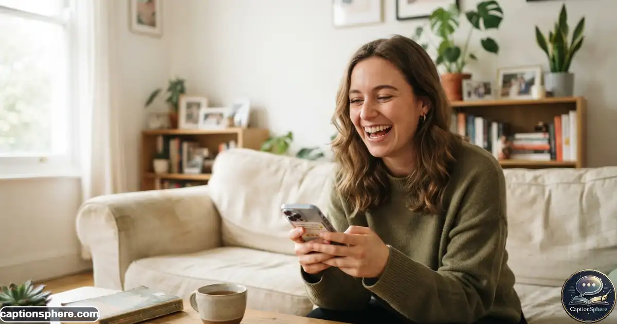 Person laughing while preparing a funny Instagram comeback post