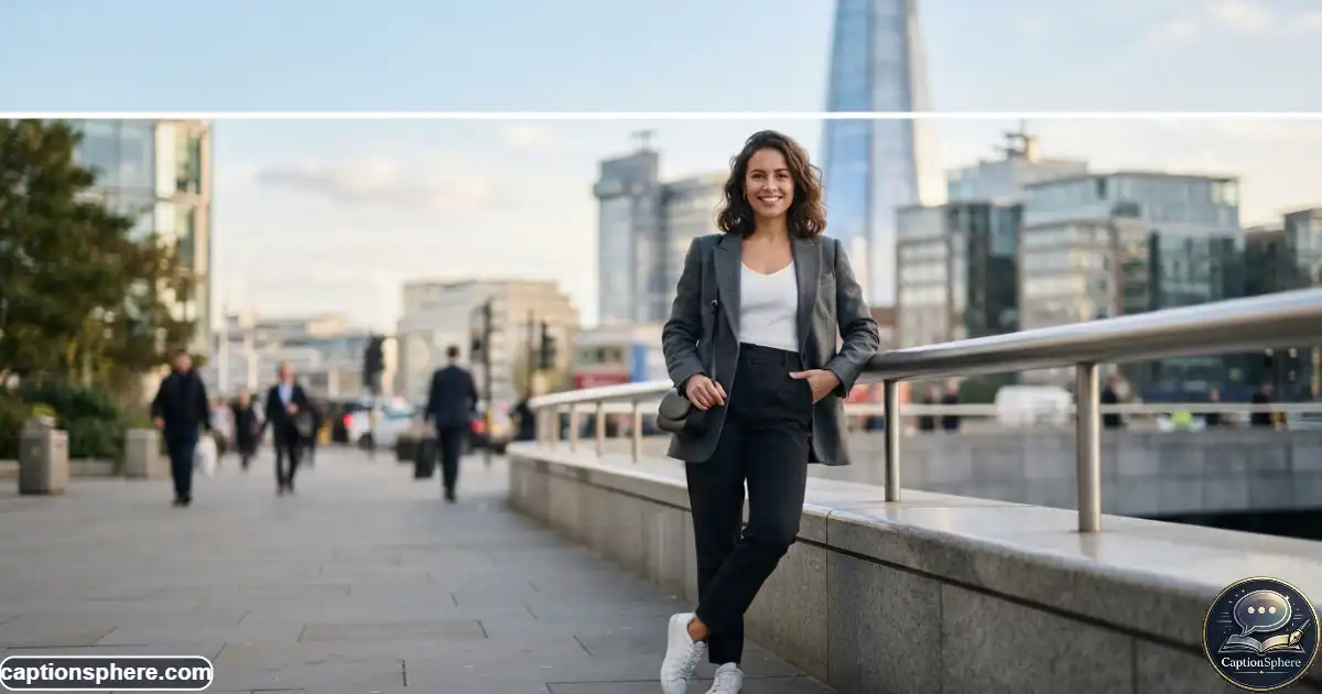 Image Prompt:
Realistic editorial 16:9 photograph of a confident person standing outdoors in a modern city setting, relaxed but powerful posture, contemporary outfit, direct natural expression, soft afternoon light, sophisticated composition, and clean top-middle negative space for a heading. No branding, watermark, website, subtitle, or extra text.