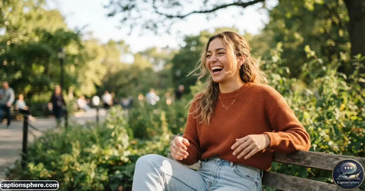 Playful confident person smiling during a casual outdoor portrait session