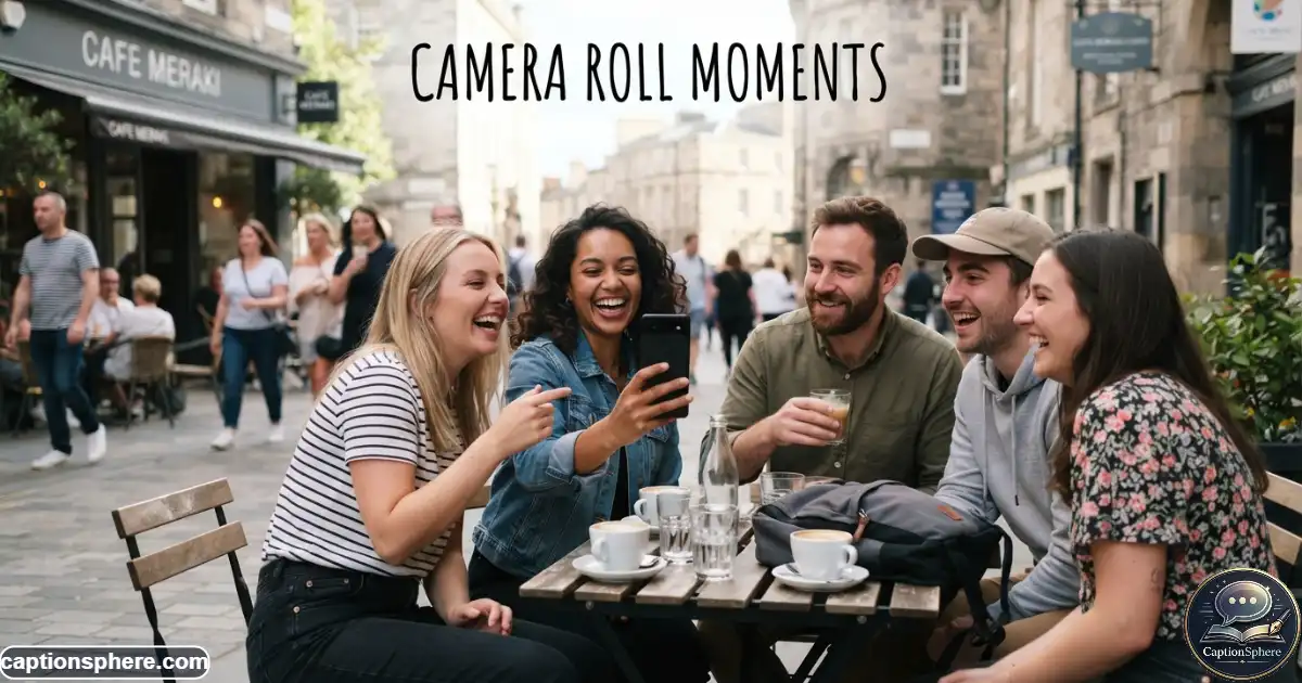 Friends using a smartphone to capture spontaneous moments during a casual day out