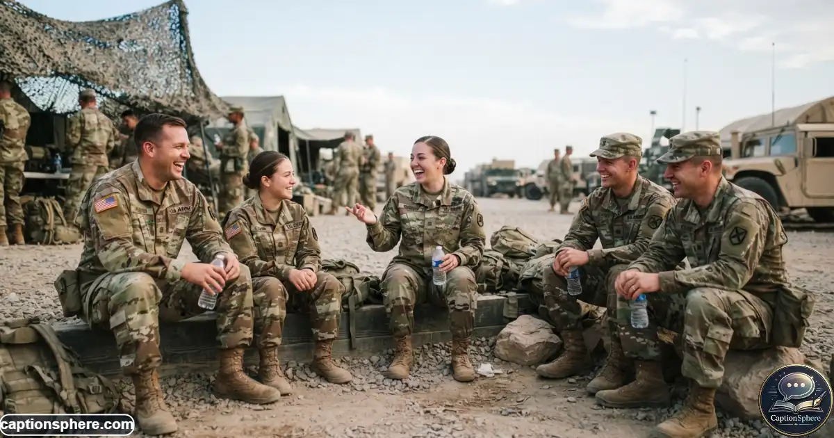 Soldiers sharing a lighthearted moment during an everyday military routine