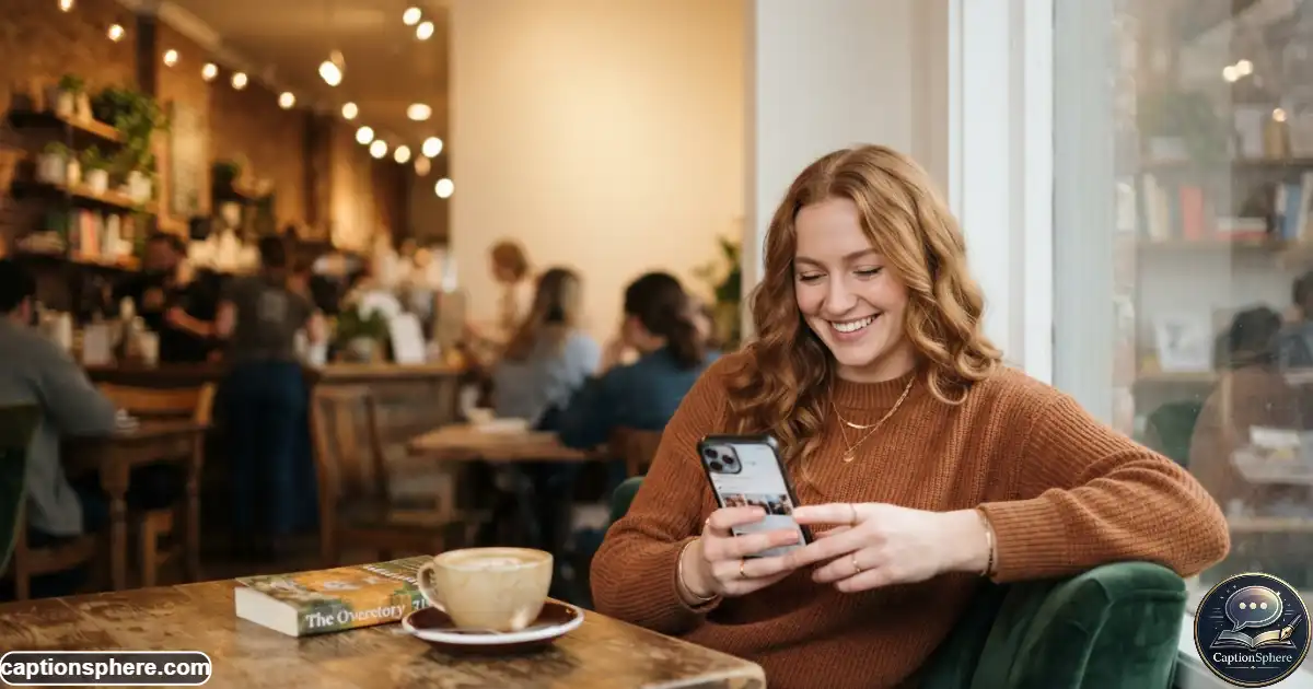 Person smiling at smartphone while returning to social media after a break