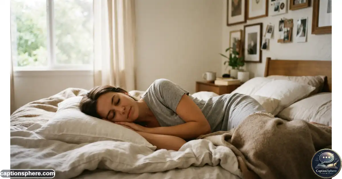 Person resting comfortably in bed during a peaceful afternoon