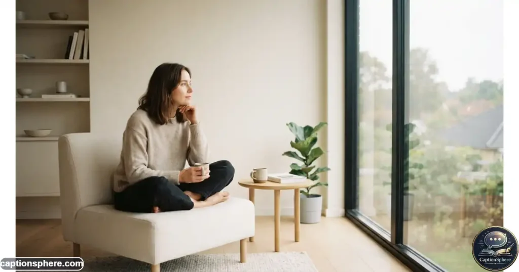 Person enjoying a quiet peaceful afternoon in a minimalist home