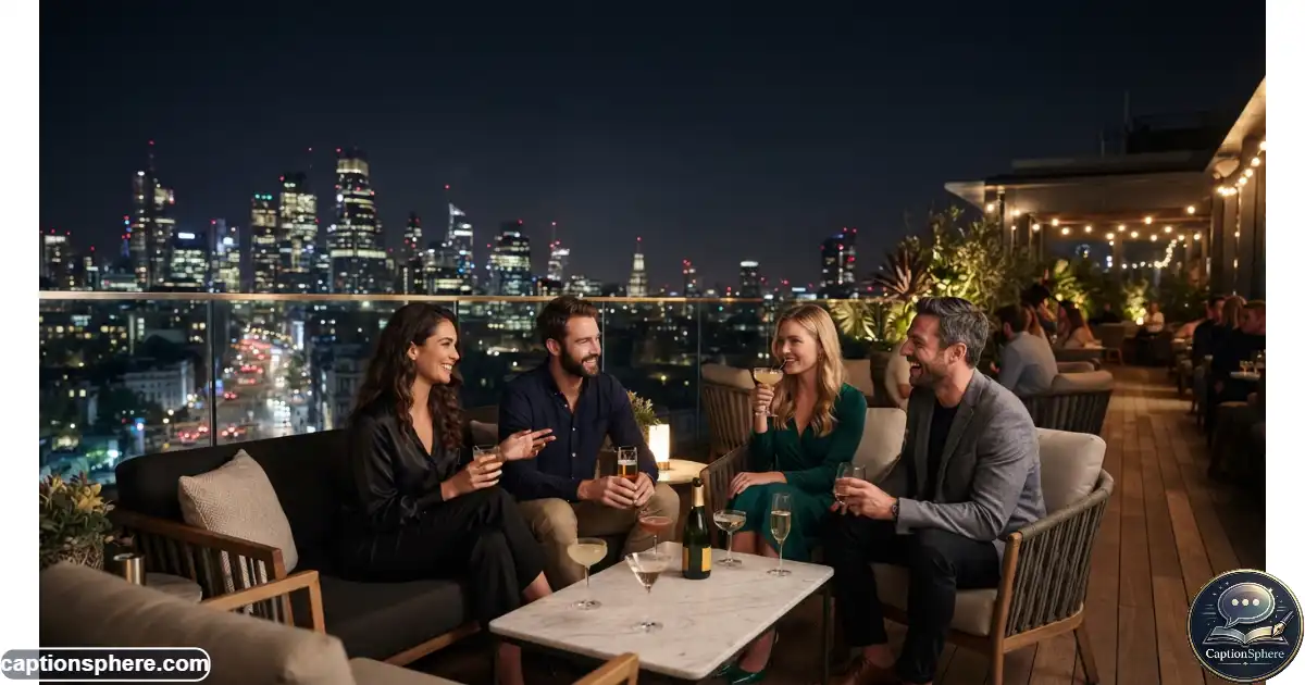 Image Prompt:
Realistic premium editorial photograph, 16:9, young adult friends relaxing on an elegant rooftop overlooking a glowing city skyline at night, subtle drinks and conversation, sophisticated architecture, distant lights stretching across the horizon, peaceful upscale atmosphere, clean top-middle negative space for heading, no text, logo, watermark, or branding.