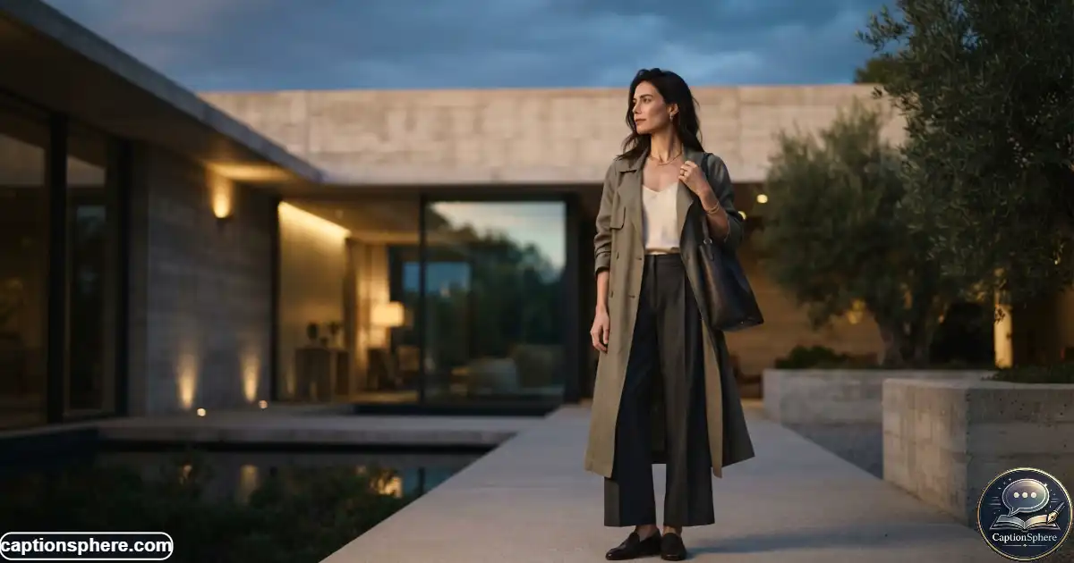 Image Prompt:
Create a realistic 16:9 editorial lifestyle photograph of a stylish person standing in soft evening light near a modern architectural setting. Use muted natural tones, atmospheric depth, elegant styling, subtle shadows, and an artistic composition. Leave clean top-middle space for a heading. No branding, watermark, website name, or extra text.