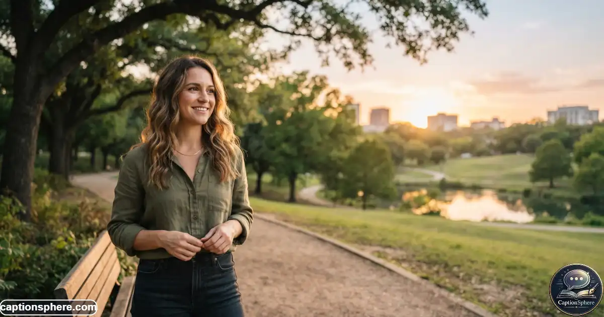 Person posing outdoors during a warm golden hour portrait photo shoot
