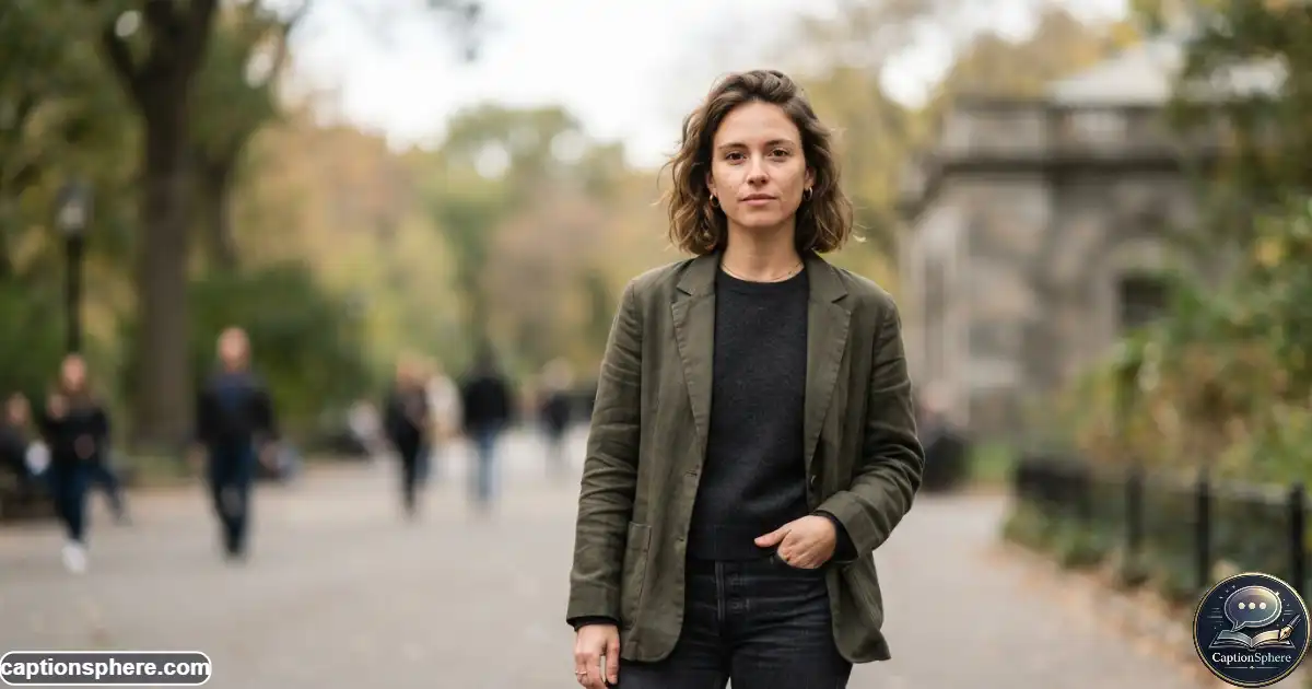 Relaxed person posing for a natural portrait with a calm serious expression