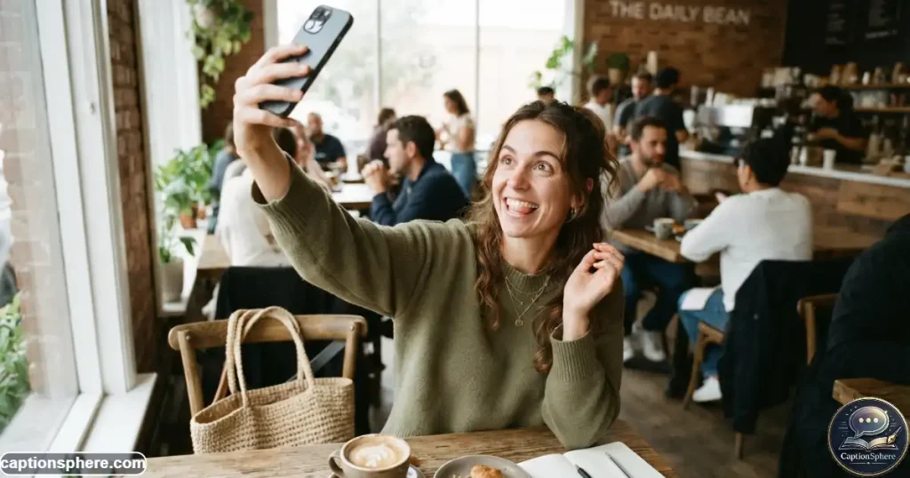 Young woman making a playful expression during a Saturday selfie