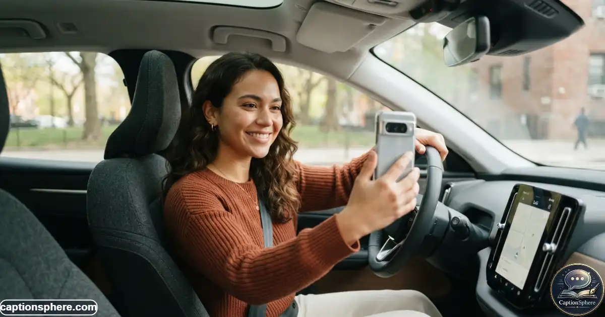 Image Prompt:
Create a realistic editorial lifestyle photograph in 16:9 format of a person taking a casual selfie inside a parked modern car during daytime. Show a natural expression, realistic interior details, balanced framing, and authentic social-media photography. Leave clean visual space at the top-middle for a heading. No logo, watermark, subtitle, or extra text.