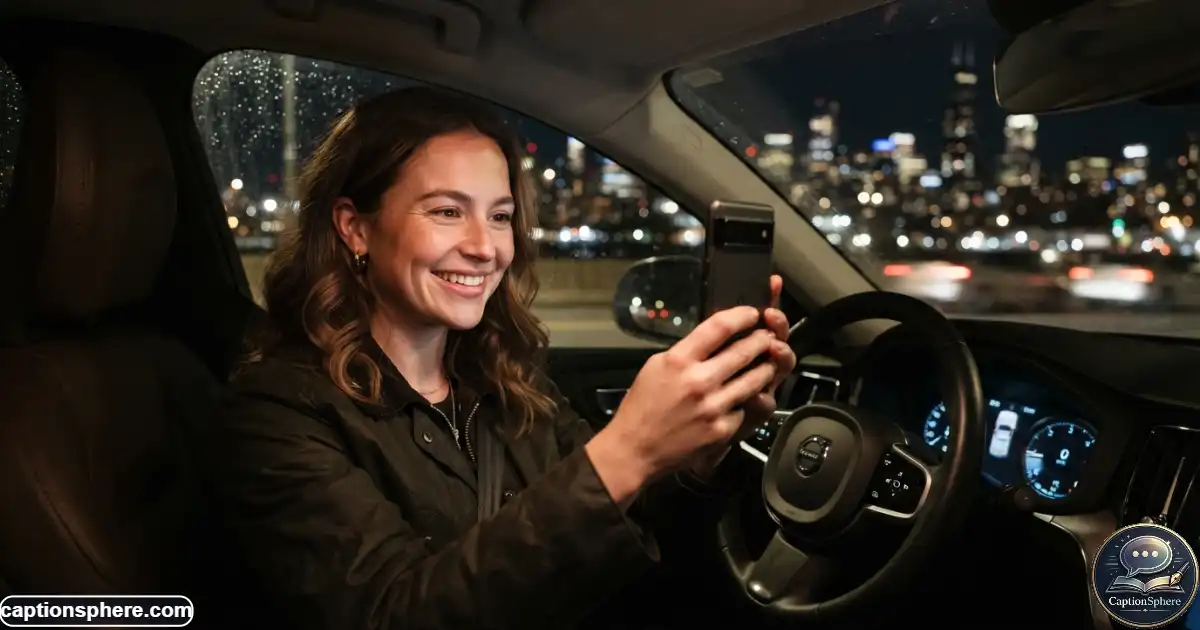 Image Prompt:
Create a realistic editorial night photograph in 16:9 format showing a person taking a selfie inside a safely parked car with softly blurred city lights visible through the windows. Use realistic dashboard illumination, natural facial expression, believable anatomy, cinematic but authentic photography, and clean top-middle space for a heading. No logo, watermark, subtitle, or extra text.