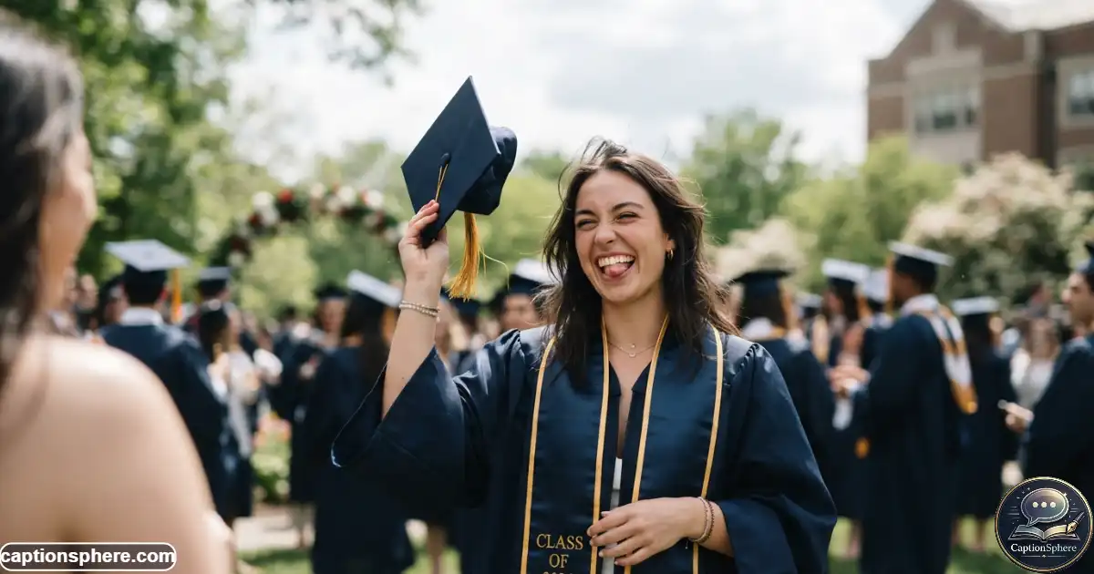 Smiling senior student making a playful expression during a graduation portrait session