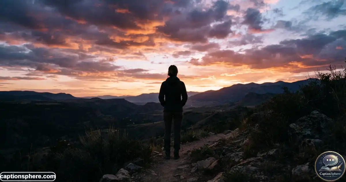 Person standing in silhouette beneath a dramatic evening sky with soft natural light