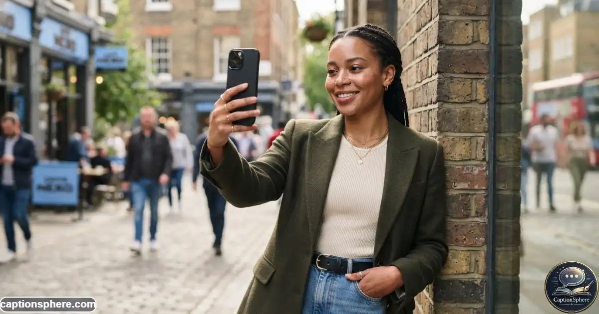 Confident person taking a stylish selfie with an unapologetic attitude