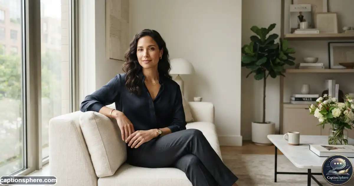 Elegant person posing confidently in a refined setting with calm expression