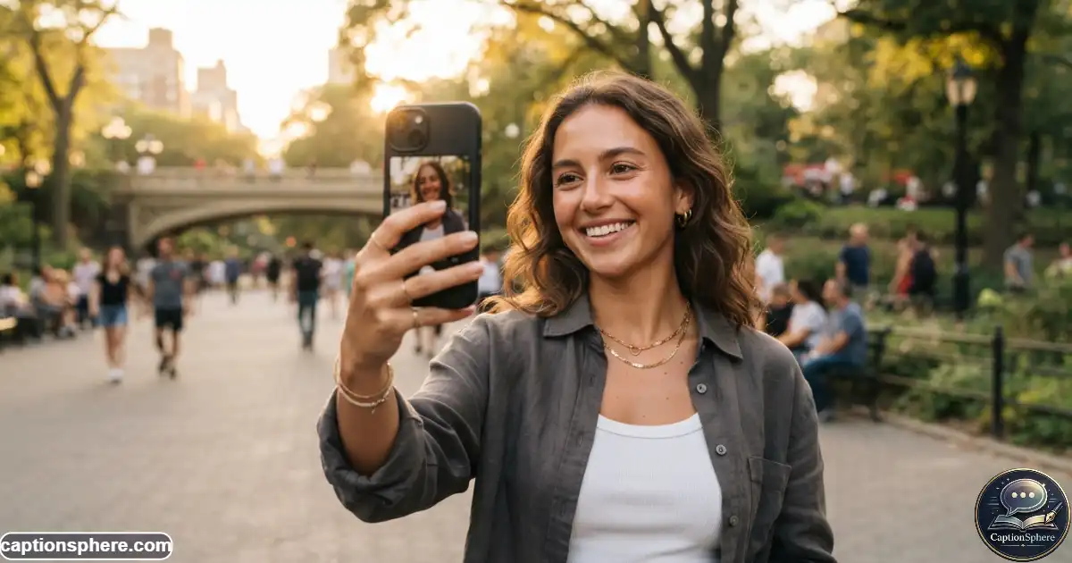 Person taking a natural smartphone selfie with relaxed confident expression