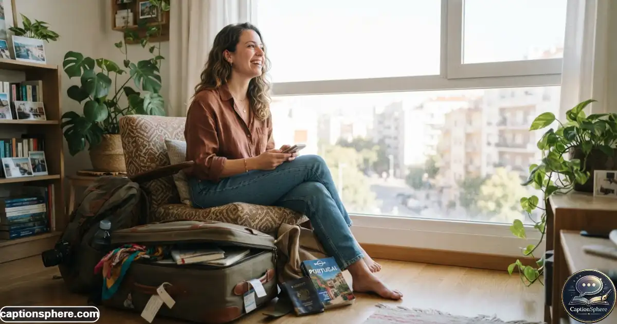 Traveler waiting for a vacation while sitting beside a packed suitcase
