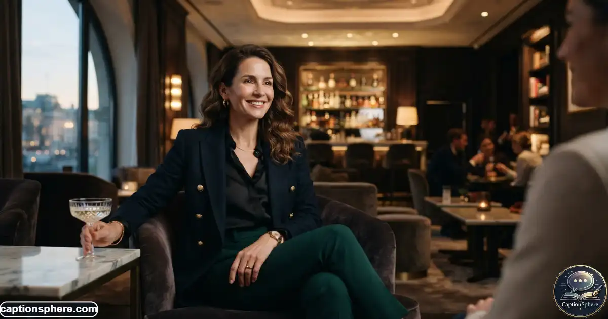 Stylish woman posing in an upscale setting for a bougie Instagram photo