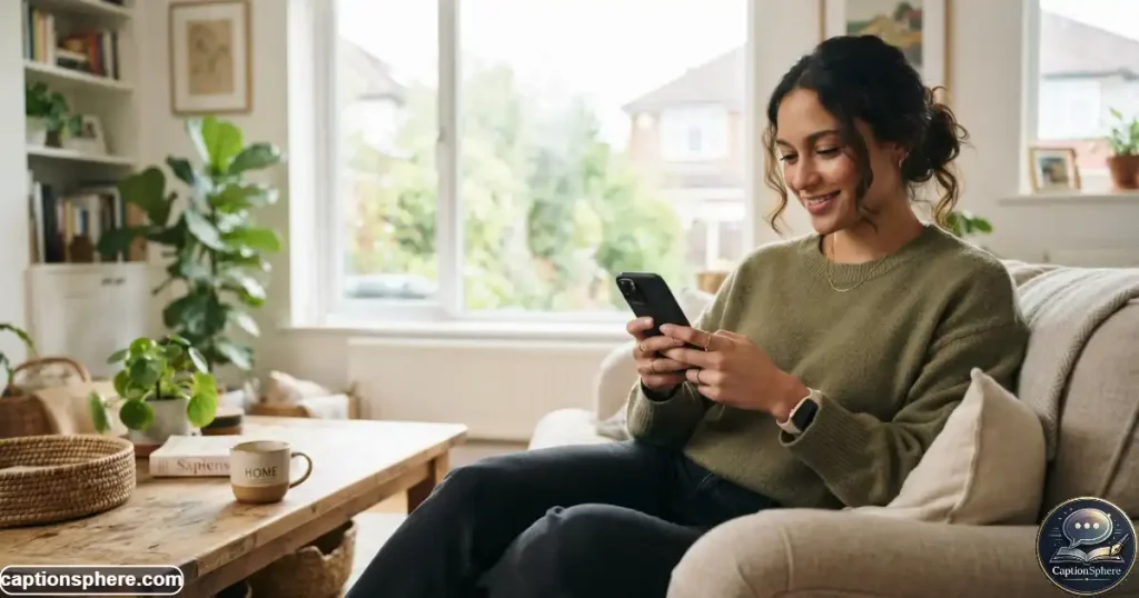 asual Instagram caption on a smartphone at home