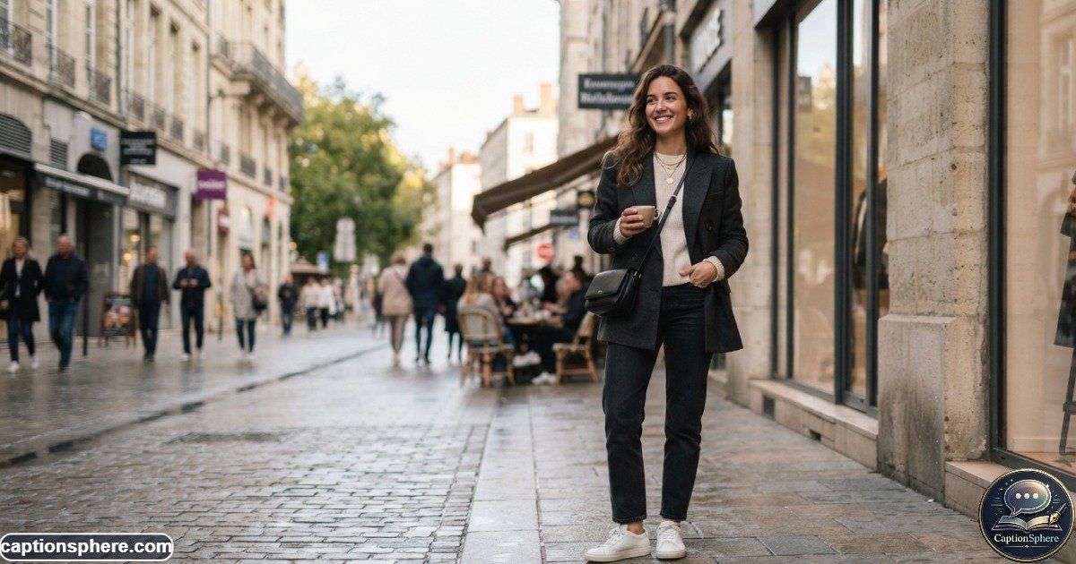 Stylish person posing confidently outdoors in a modern city setting