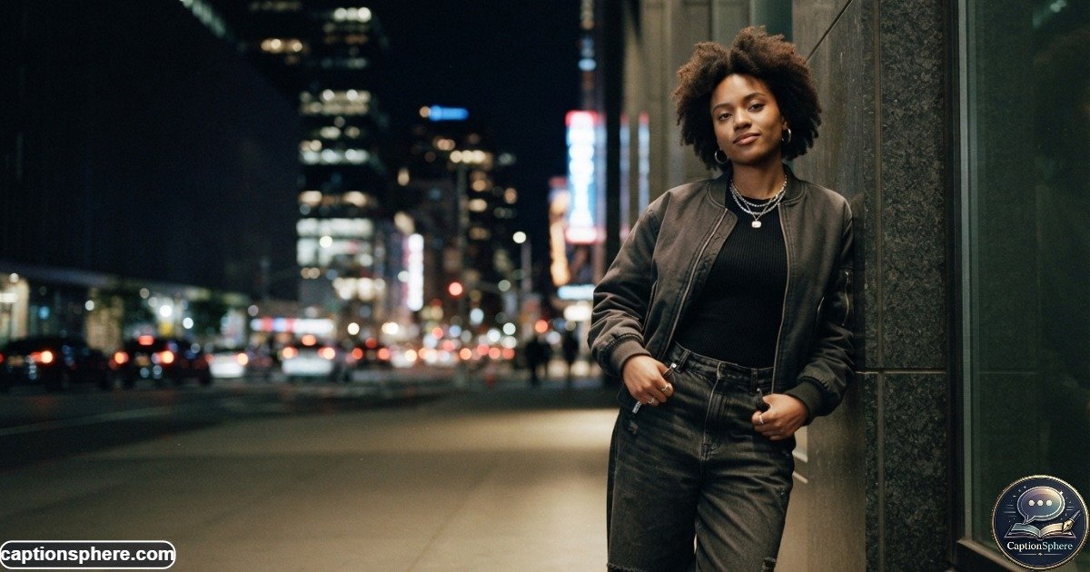 Confident person posing at night with a bold and composed expression