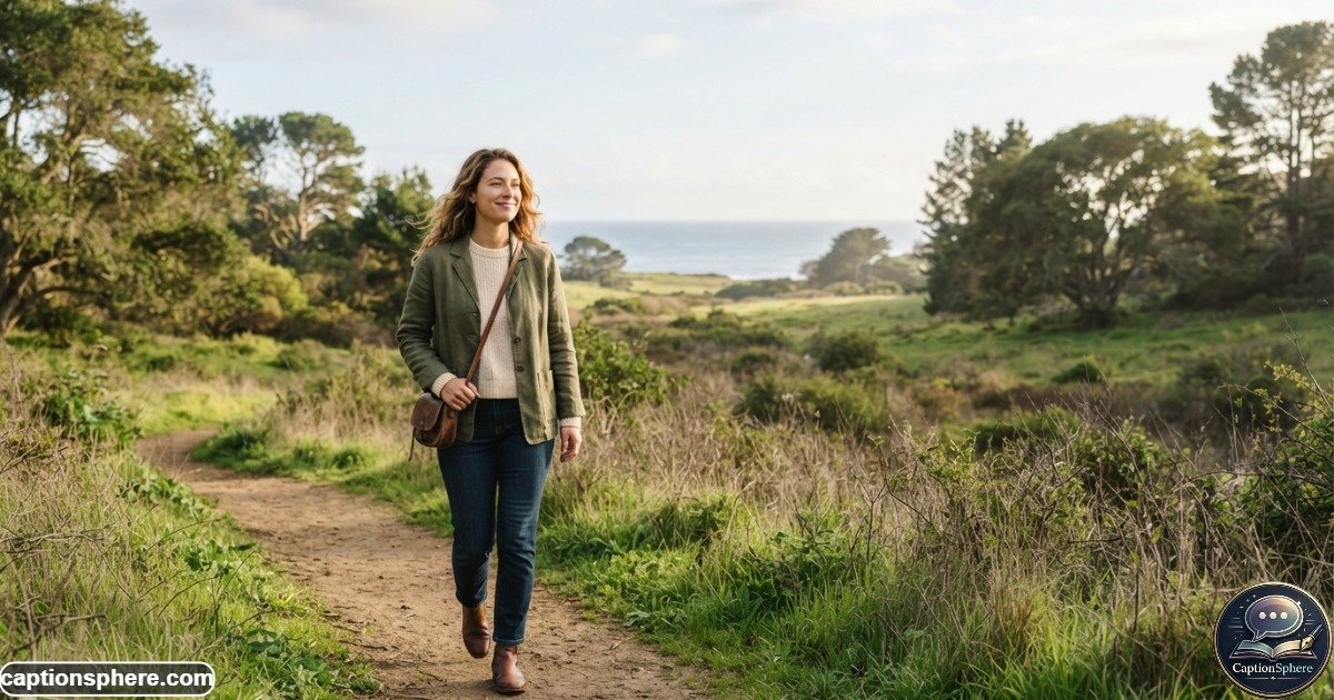 Person enjoying a peaceful moment outdoors with a calm confident expression