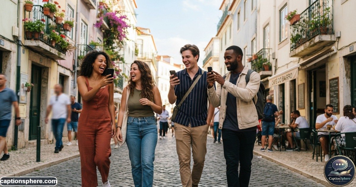 Group of friends enjoying a casual day together and taking candid photos