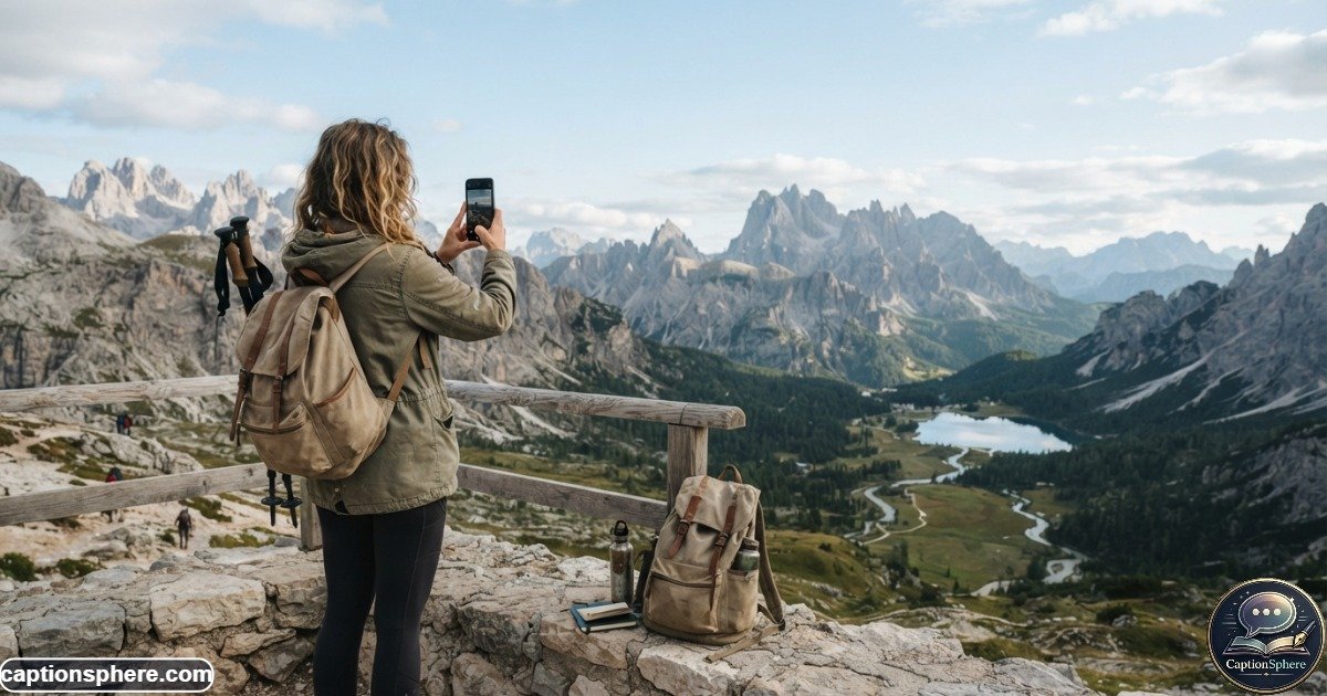 Traveler photographing a scenic destination during a relaxed vacation day