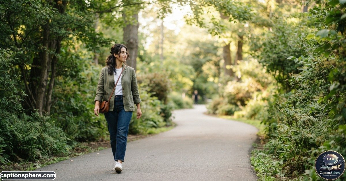 Person walking alone peacefully outdoors after stepping away from a stressful situation